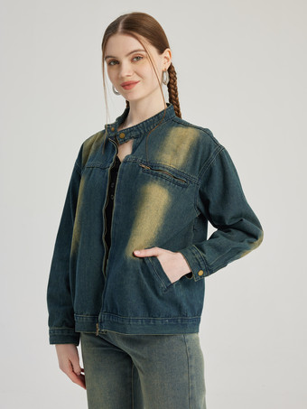 ヴィンテージ デニム ジャケット ラウンドネック 春アウター レディース 2026