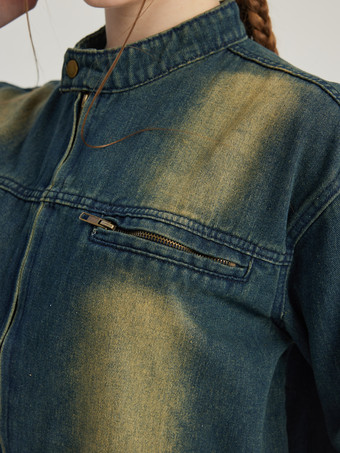 ヴィンテージ デニム ジャケット ラウンドネック 春アウター レディース 2026