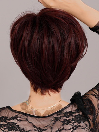 女性用ショート ピクシーカット ウィッグ 耐熱ファイバー デイリー 合成ウィッグ 前髪付き 2025