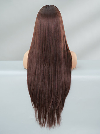 前髪付きエクストラロングストレートウィッグ 耐熱ファイバー デイリー合成ウィッグ 女性用 2025