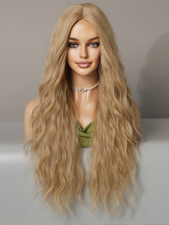 ロングカーリーウィッグ ミドルパート 合成デイリーウィッグ 女性用 2025