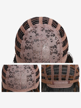 ハイライトロングカーリーヘアウィッグミドルパートフルヘッドデイリーウィッグ女性用2025