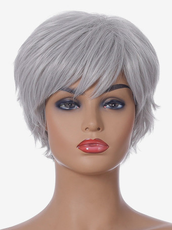 サイドバング付きショートボブ デイリー合成ウィッグ女性用 2025