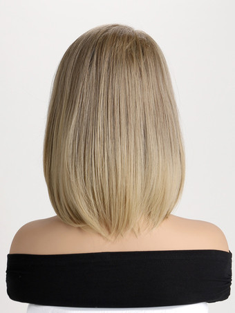 ミディアムレングスボブウィッグ エアバング付き ヴィンテージ合成ウィッグ 女性用 2025