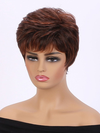 ふわふわのショートヘア、前髪あり、女性用デイリー合成ウィッグ 2025