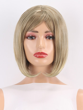 女性用ストレートボブウィッグ 前髪付き ミドルパート ショートウィッグ 2025