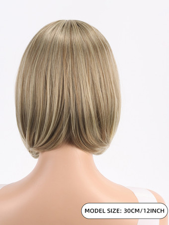 女性用ストレートボブウィッグ 前髪付き ミドルパート ショートウィッグ 2025