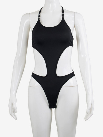 女性用黒モノキニセクシーワンピース水着 2025