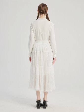 Gonna a strati con orlo in pizzo Gonna midi a trapezio per donna 2025