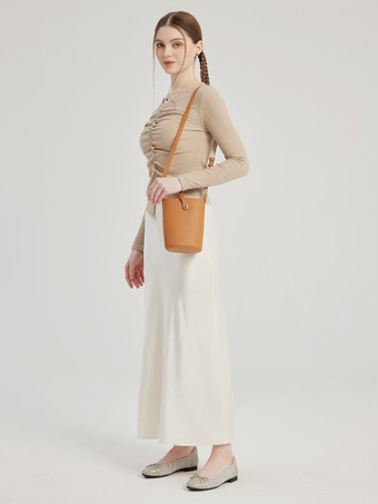 Camicetta albicocca scollo a V maniche lunghe primavera spacco top per le donne 2025