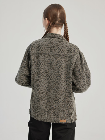 Leopardenjacke mit Umlegekragen Frühlingsoberbekleidung für Damen 2025