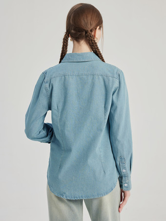 Denim Shacket Turndown Collar Spring Outerwear For Women 2026