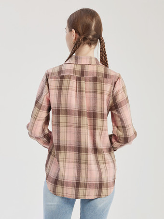 ピンクチェック柄プリントシャケットオーバーサイズ春薄手ジャケットレディース2026