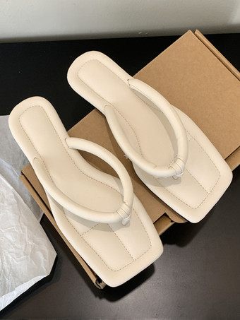 Apricot Silver Flip Flops Women's Thong Flat Beach Sandals