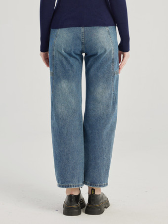 Straight Jeans In Blue Casual Cropped Pants For Women 2025