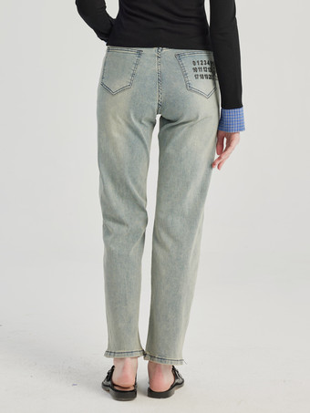 Hellblaue Straight Jeans Lässige Cropped-Hose für Damen 2025