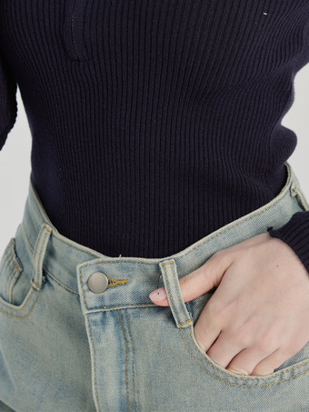 Jeans dritti azzurri pantaloni casual per donna 2025