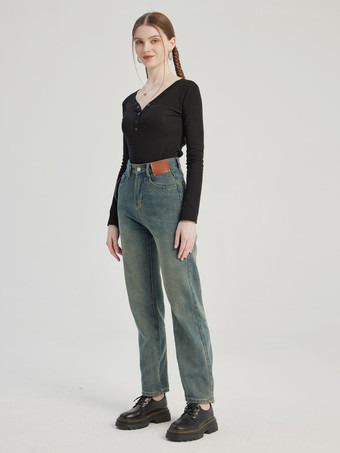 Vintage Straight Jeans Lässige verkürzte Hose für Damen 2025
