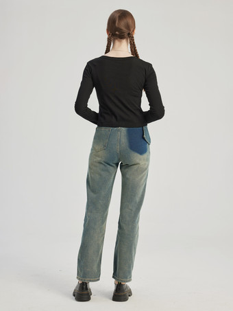Vintage Straight Jeans Lässige verkürzte Hose für Damen 2025