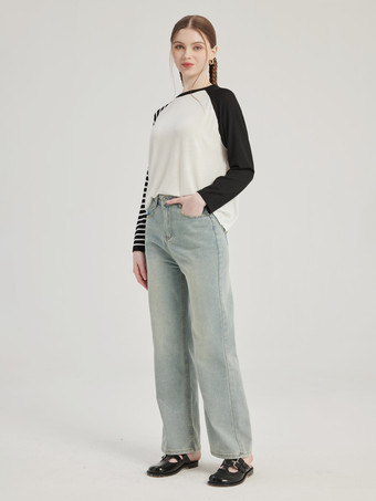 Hellblaue gerade Jeans Freizeithose für Damen 2025