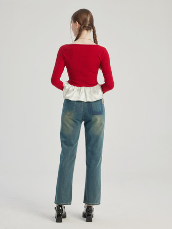 ストレートジーンズ カジュアル クロップドパンツ レディース 2026