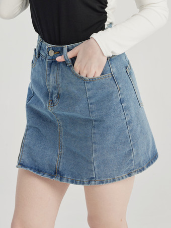ブルー デニムショートスカート スリットミニスカート レディース 2026