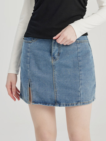 デニムショートスカート スリットミニスカート レディース 2026