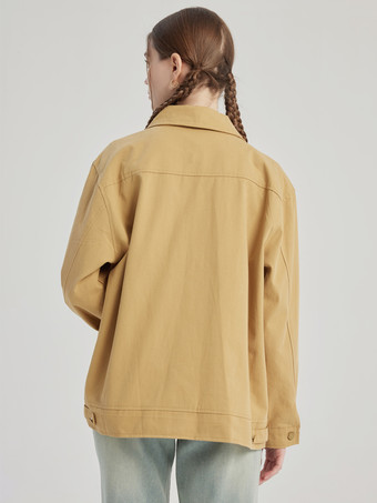 Vintage Arbeitsjacke Umlegekragen Reißverschluss Frühlingsoberbekleidung für Damen 2025