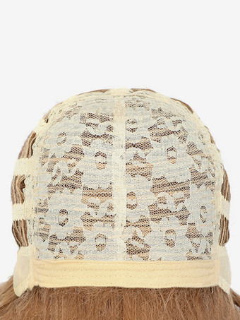 Brown Medium-length Curly Hair With Side Bangs Synthetic Fiber Wig For Women 2025