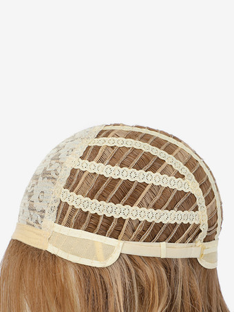 Brown Medium-length Curly Hair With Side Bangs Synthetic Fiber Wig For Women 2025