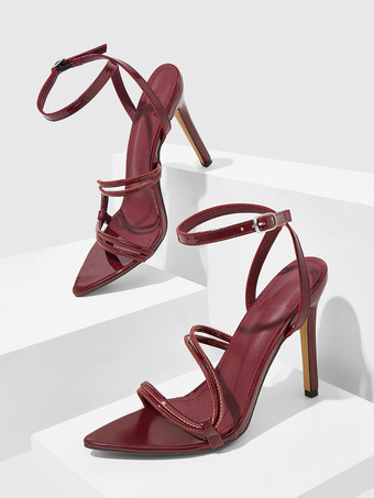 Schwarze High Heel Sandalen mit offener Spitze und Riemchen-Partyschuhe für Damen