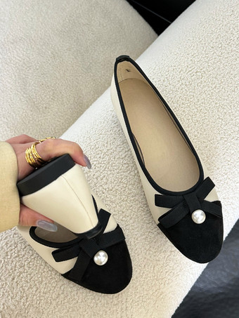 Bailarinas negras con punta redonda y lazo sin cordones para poner y quitar