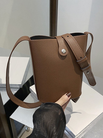 ライトブラウンバケットバッグ カジュアル ショルダーバッグ レディース 2026