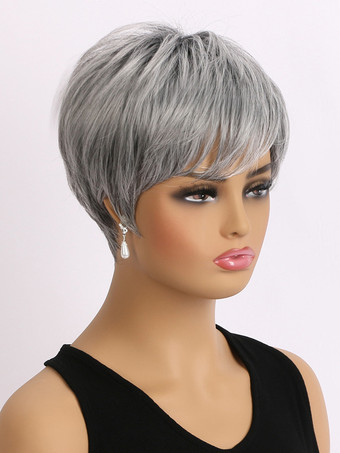 女性用 ショートストレートヘア デイリー合成ウィッグ 2025