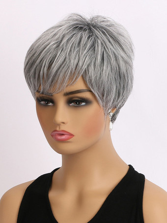 女性用 ショートストレートヘア デイリー合成ウィッグ 2025