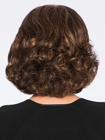 ヴィンテージ カーリーヘア ミディアムレングス 合成ウィッグ 女性用 2025