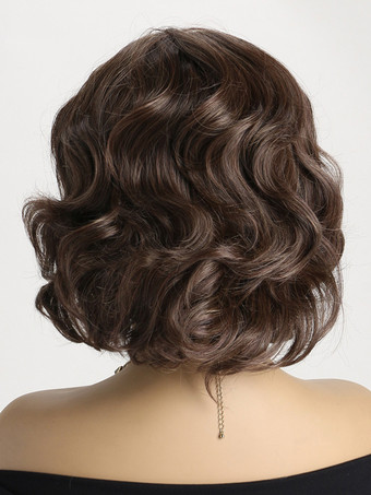 ヴィンテージ カーリーヘア ミディアムレングス 合成ウィッグ 女性用 2025