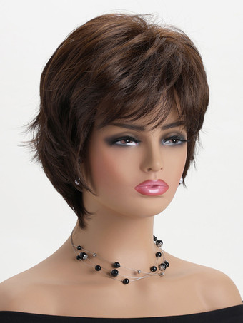 ショートボブウィッグ 前髪付き サイドパート 合成ウィッグ 女性用 2025