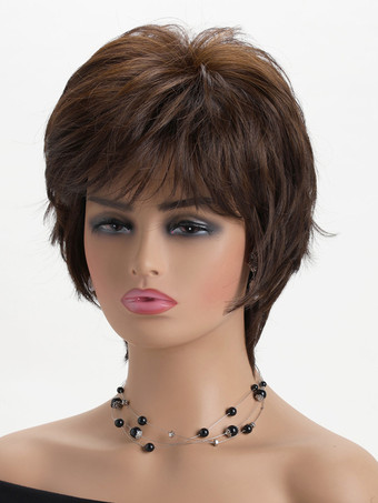 ショートボブウィッグ 前髪付き サイドパート 合成ウィッグ 女性用 2025