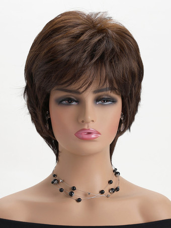 ショートボブウィッグ 前髪付き サイドパート 合成ウィッグ 女性用 2025