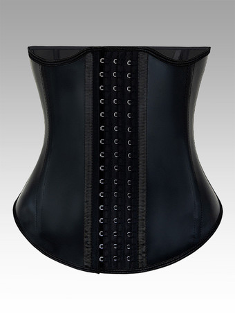 Womens Corset Black Strapless Front Button Shapewear