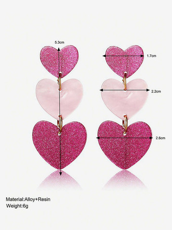 女性用ピンクハート型アクリルイヤリング 2025
