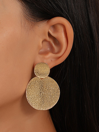 ゴールド 女性用メタルディスクイヤリング 2025