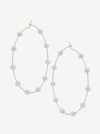 女性のための誇張されたパールフープイヤリング 2025