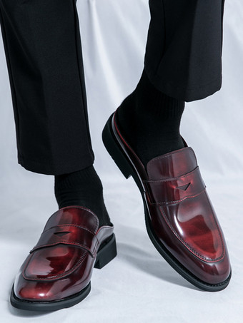 メンズ ペニーローファー バックレス スリッポン ミュール 通気性 レザーシューズ ファッショナブル セミスリッパデザイン パーティー アウトドア カジュアルシューズ