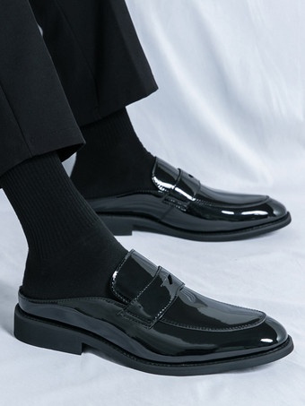 メンズ ペニーローファー バックレス スリッポン ミュール 通気性 レザーシューズ ファッショナブル セミスリッパデザイン パーティー アウトドア カジュアルシューズ