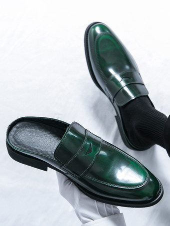 メンズ ペニーローファー バックレス スリッポン ミュール 通気性 レザーシューズ ファッショナブル セミスリッパデザイン パーティー アウトドア カジュアルシューズ