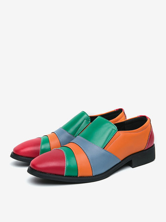 メンズ スリッポン ローファー カラーブロック プラスサイズ レザー スリッポン カジュアル ビジネス ロートップ ポインテッドトゥ 通気性 パーティーシューズ