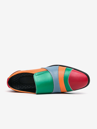 メンズ スリッポン ローファー カラーブロック プラスサイズ レザー スリッポン カジュアル ビジネス ロートップ ポインテッドトゥ 通気性 パーティーシューズ