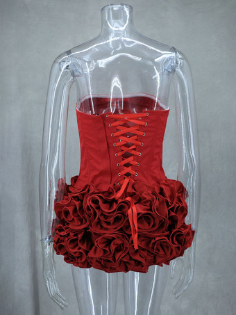 パーティー用ツーピースコーデセット ビスチェコルセットと3Dローズミニスカート 誕生日衣装 レディース 2025